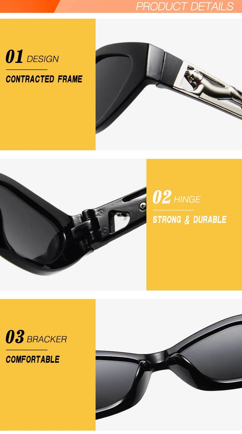 New Sunglasses Fashion Brand Ladies Sun Glasses Small Frame Cat Eye Cool White 3D Leopard Frame Black Yellow Blue Lens