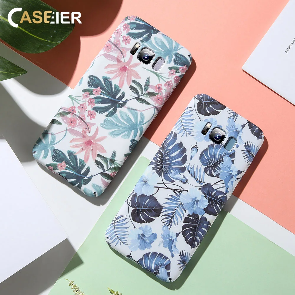 Чехол CASEIER Literary Leaves для Samsung Galaxy A7 2018 S8 S9 Plus жесткий чехол телефона S10 E S7 Edge Note 8 |