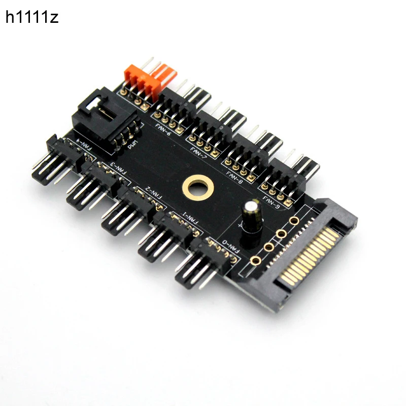 أحدث الأسود 1 إلى 10 PC مسند تبريد للاب توب مدمج به مكبر صوت مروحة Hub الفاصل كابل Pwm SATA 12 V امدادات الطاقة سرعة محول ل الكمبيوتر مينر التعدين