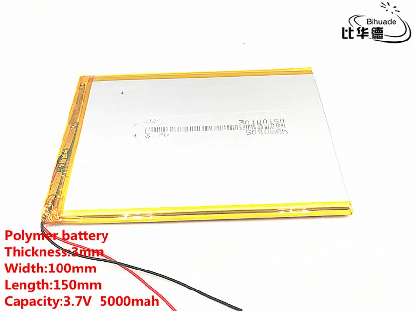 

2pcs/lot Good Qulity large capacity 3.7V 30100150 5000 mah each tablet universal rechargeable lithium batteries