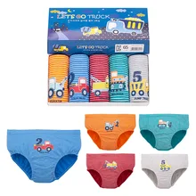 5 шт./лот, мягкие удобные трусы для мальчиков, в синюю и серую полоску, нижнее белье с рисунком машин, размеры От 2 до 14 лет, трусы для подростков, трусы для мальчиков