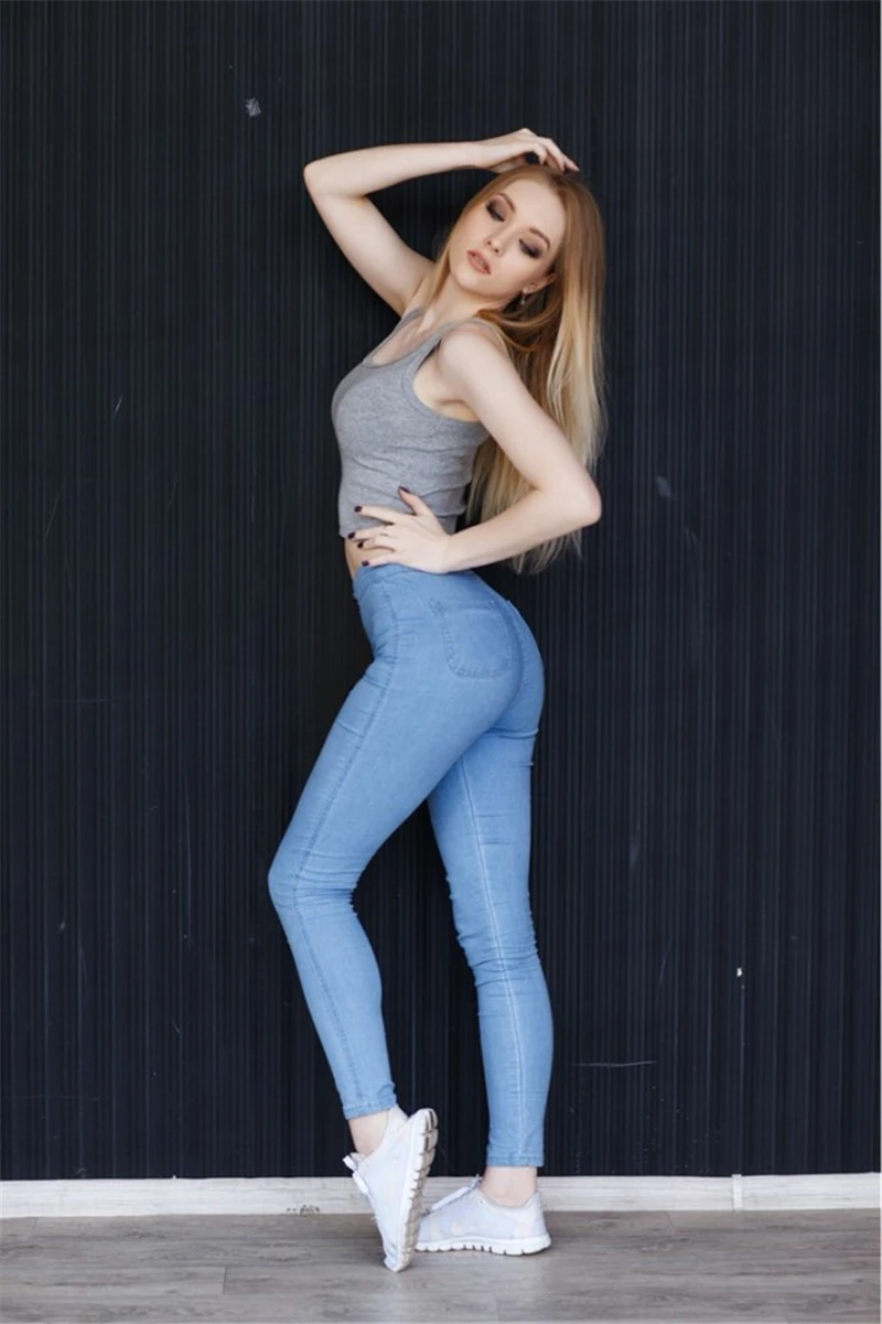 2018 новые модные джинсы женские узкие брюки с высокой талией джинсы пикантная тонкая эластичная узкие брюки подходят леди джинсы Большие