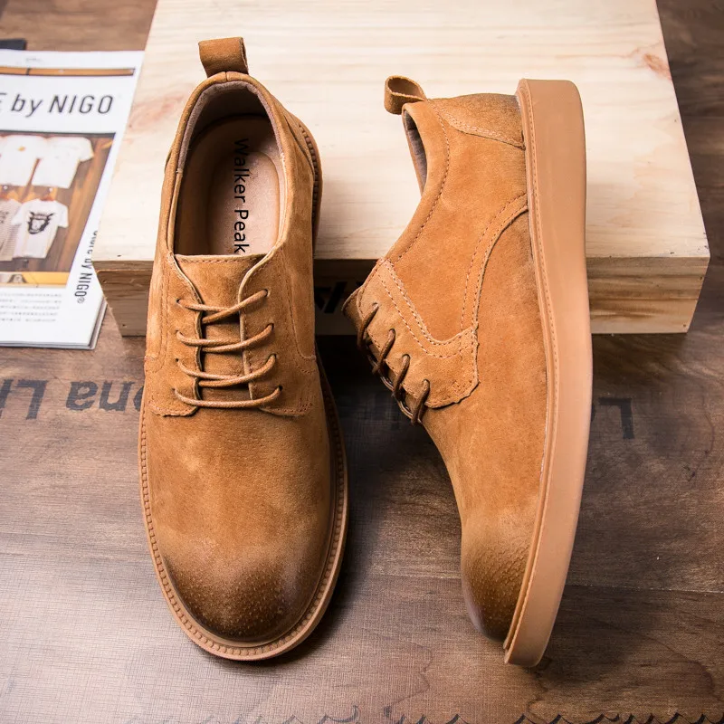 Homens Flats Vestido Black Popular grey Marca Primavera Pico Couro Sapatos Preto Moda Genuíno De Walker Shoes Business Oxford Sólidos outono Shoes Shoes Casual brown Dos XxrnX