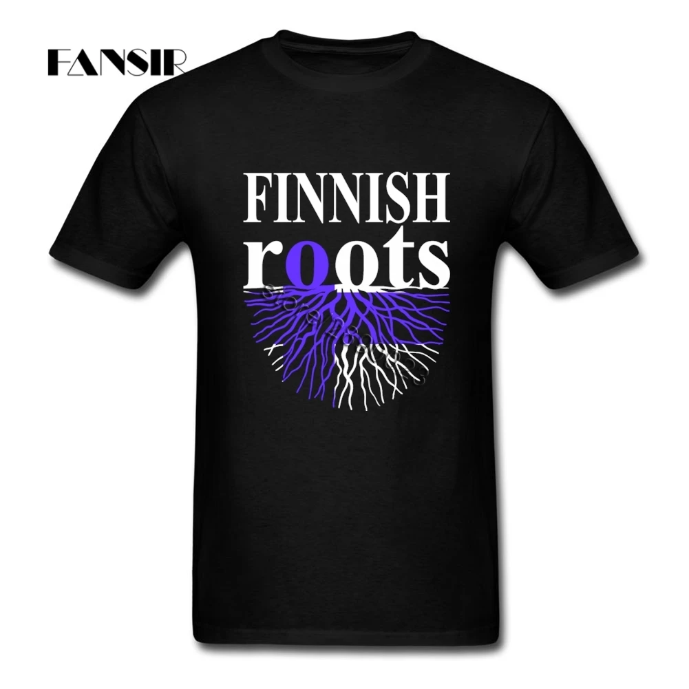 Summer Tees Shirt Men Short Sleeve Crewneck Cotton Finnish Roots
