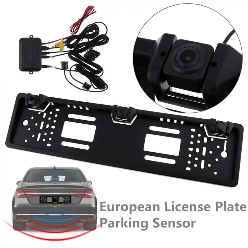 

HD CCD 170 Degree Auto Parktronic EU Car License Plate Frame with Car Reversing Camera and Parking Radar System