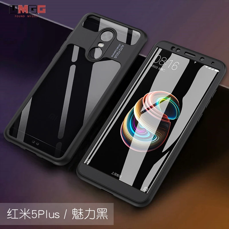 

UMGG For Xiaomi Redmi 5 Plus Case Cover Front Frame + Plastic Case For Redmi 5 Plus 5.99" Clear View Window Protective Shield