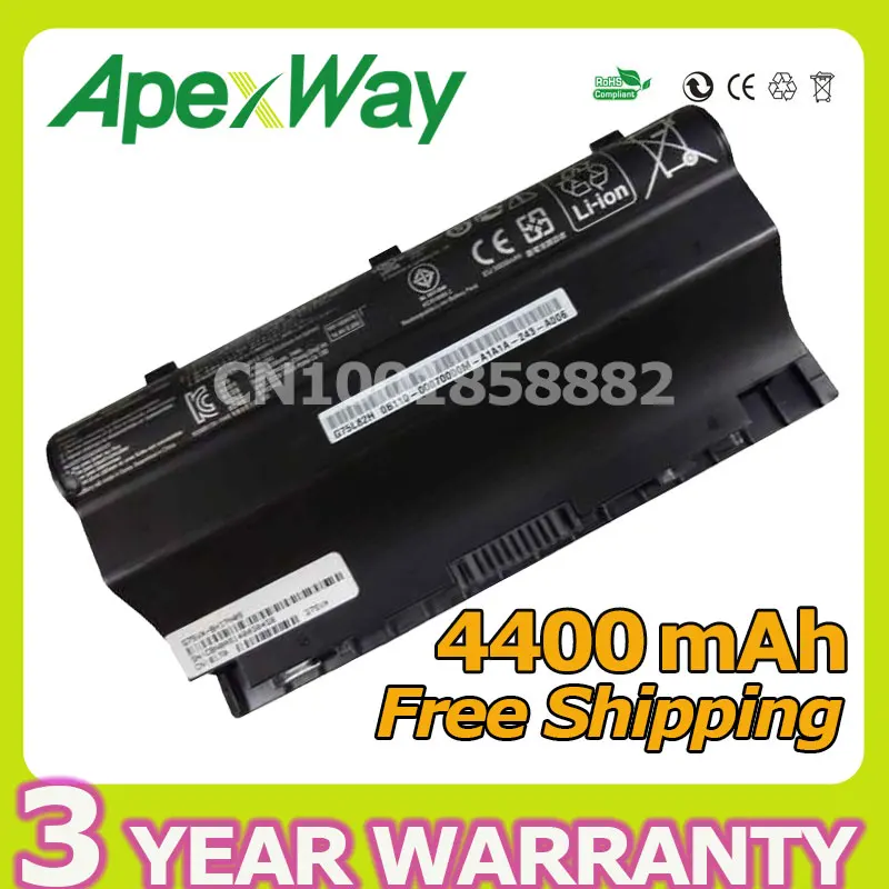 Achat Apexway 4400 mah 14.8 v 8 cellules Batterie D ordinateur Portable pour Asus G75 G75VW G75V3D G75V G75VX G75VM3D G75VM G753D G75VW3D