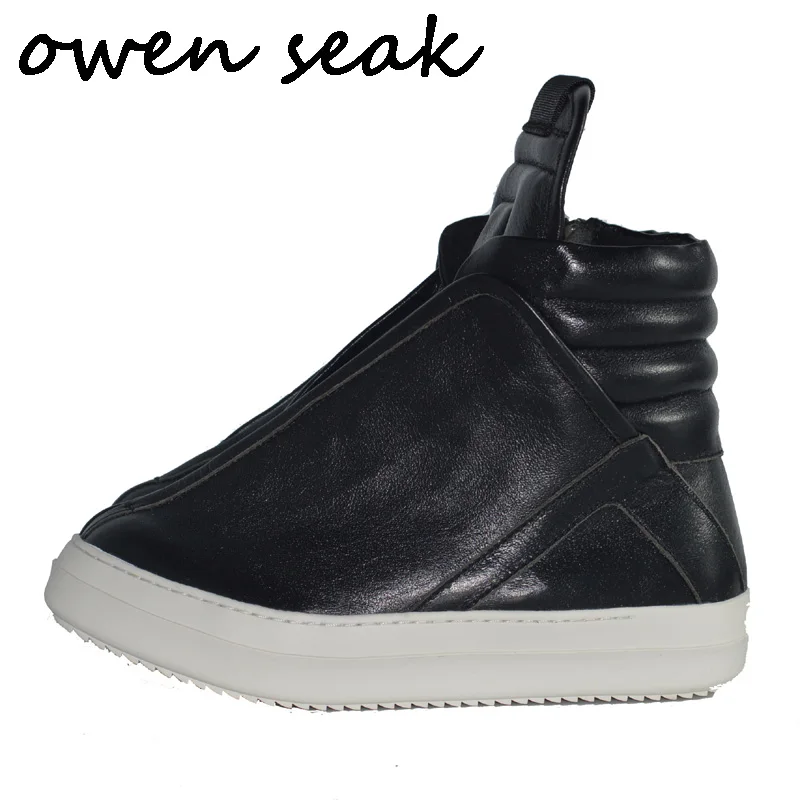 Dentelle Formateurs Bottes Noir Casual En Sneaker Appartements Owen De Noir Grande Véritable Luxe Chaussures Cheville Femmes Seak blanc Cuir Haute gris up top Taille tsCdhQr