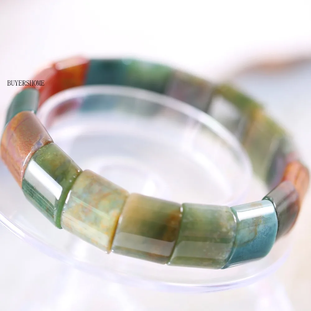 

Free Shipping Jewelry For Women Men Natural Stone Beads Green Indian Onyx Stretch Bracelet 8" 1Pcs H004