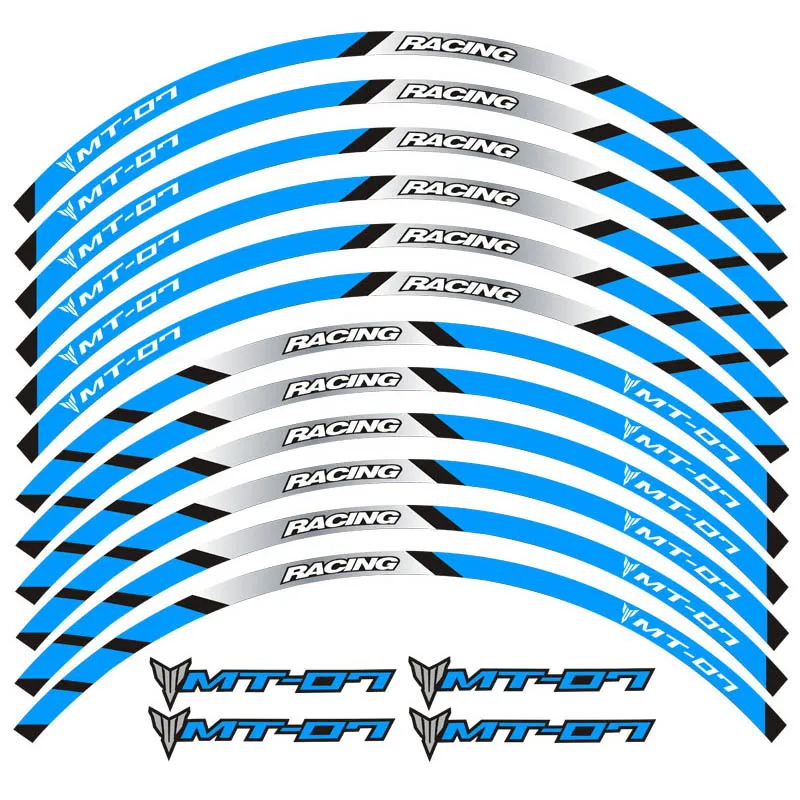 Новинка, высокое качество, 12 шт., подходит для мотоцикла, наклейка для колес, полоса, светоотражающий обод для Yamaha mtmt07 - Цвет: 5
