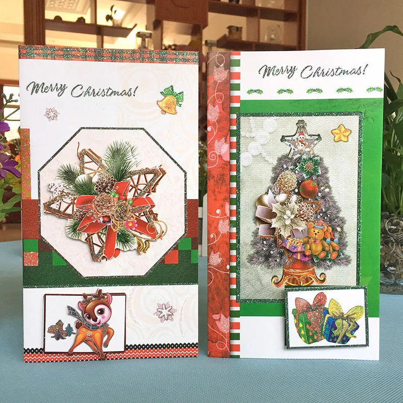 24 шт./лот новые рождественские 3D Поздравительные записок, визиток/Поздравительные открытки/8 моделей