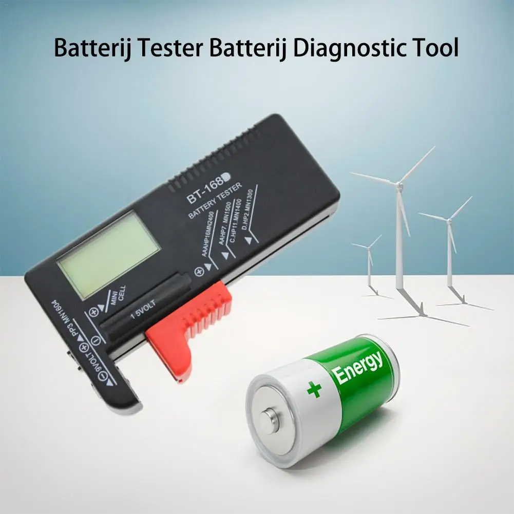 

Battery Tester Battery Diagnostic Tool Digital Display Checks Power Levels for 1.5 V 9 V Batteries Battery Charge Indicator
