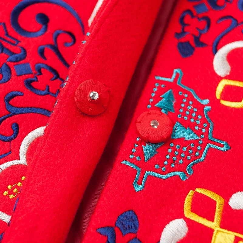 Весенне-осенний Женский костюм Тан Повседневная вышитая одежда женская верхняя одежда Туника Традиционный китайский стиль праздничный костюм