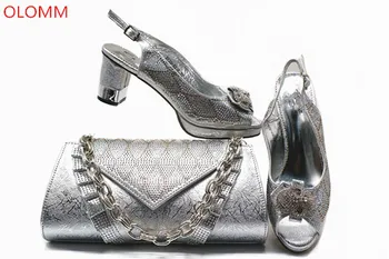

OLOMM New Color Shoes and Bag To Match Italian Women Shoe and Bag To Match for Parties African Shoes and Bags Matching Set!Y-18