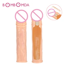 Vibrating Penis Sleeve Cock Ring Penis Massage Sex Toys for Men Adult Product Reusable Condoms Simulation Dildo Sleeve Vibrators