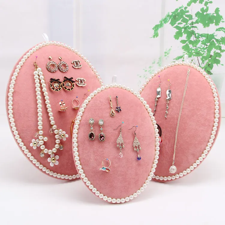 TONVIC Atacado Cinza/Preto/Rosa de Veludo Cadeia Colar Brinco Pulseira Titular de Jóias Display Stand Board 3 Pcs Em 1 Conjunto