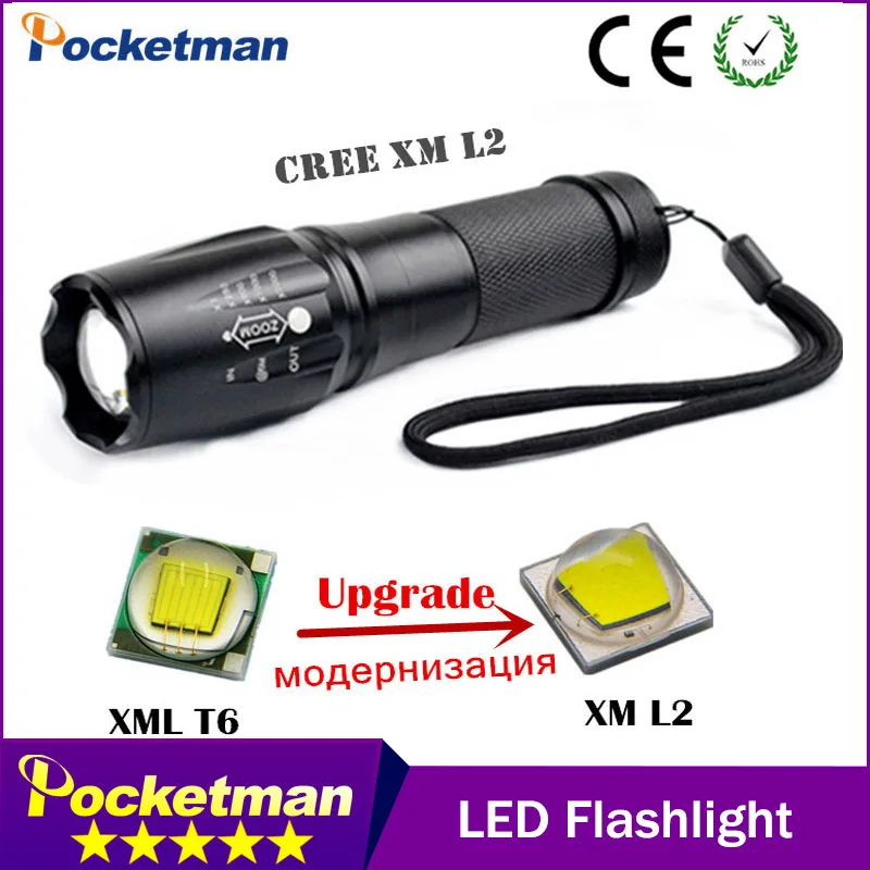 4000 Lumens High Power CREE XML-L2 5 Modes  LED Flashlight Waterproof Zoomable Torch lights lampe torche linterna led