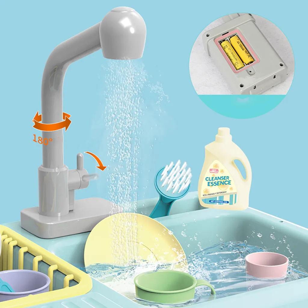 Mudança de Cor Crianças Brinquedos Pretend Play Kitchen Sink Calor Sensível Termocrômico Dishwash Playhouse Tool Kit Casa Limpa 4 Mudança de cor Crianças Brinquedos Pretend Play