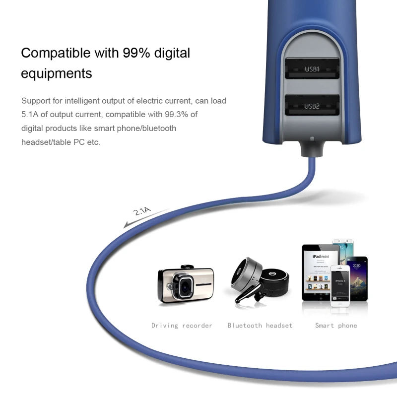 Baseus двойной зарядное устройство USB 5.5A быстрое автомобильное зарядное устройство адаптер для iPhone 7 6s смартфон зарядное устройство, с кабелем 1 м для iPhone