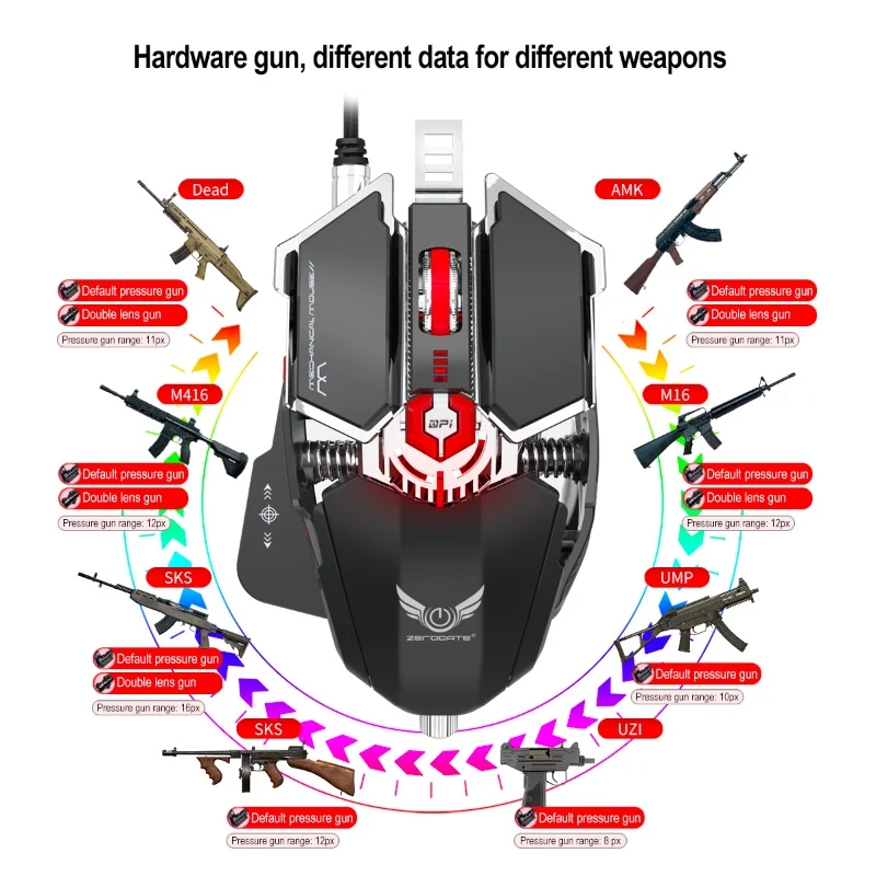 Профессиональная Механическая игровая мышь 4000 точек/дюйм макросы определение геймера мыши 10 кнопок USB Проводная компьютерная игровая мышь для ноутбука