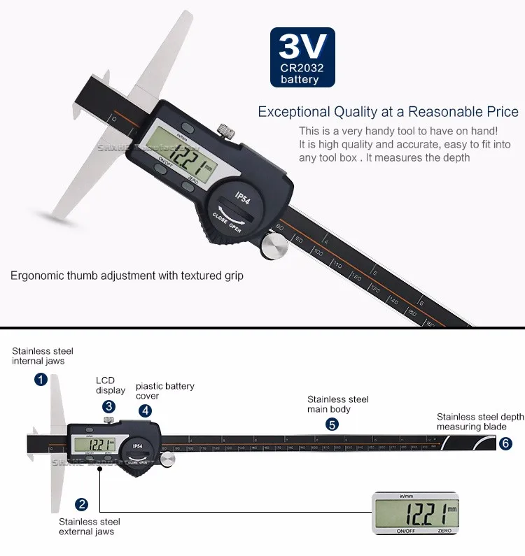 0-300 мм двойные крючки глубина штангенциркуль измерительный инструмент из нержавеющей стали штангенциркуль 300 мм paquimetro цифровой