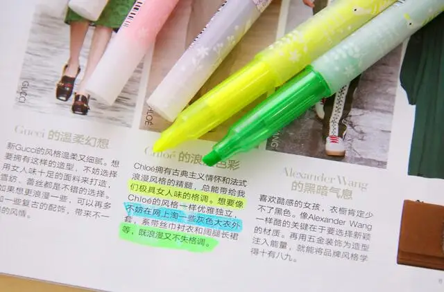 Шесть цветов на выбор, косой цветной Маркер ручки в качестве хайлайтеров школьный блокнот