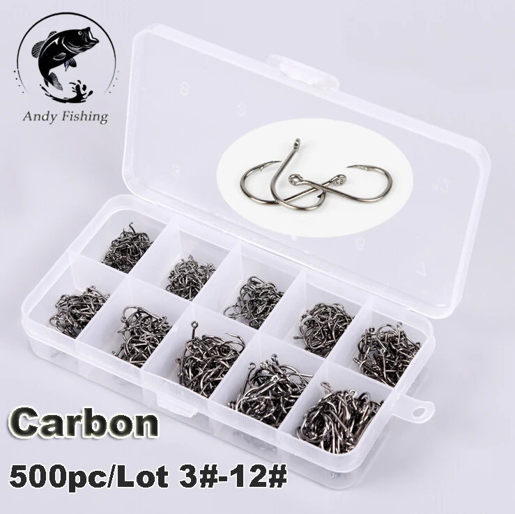 Factory price 500pcs Mustad Circle Carp fishing hook Set saltwater