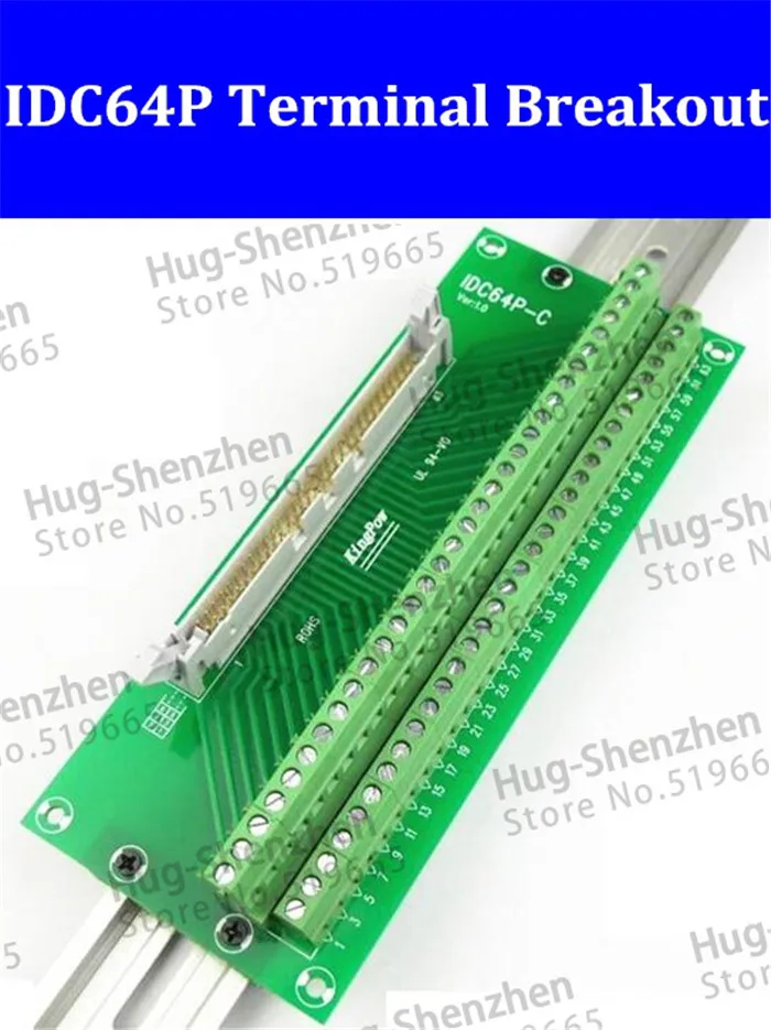 IDC64 64-Pin Connector Signals Breakout Board Screw terminals Din 