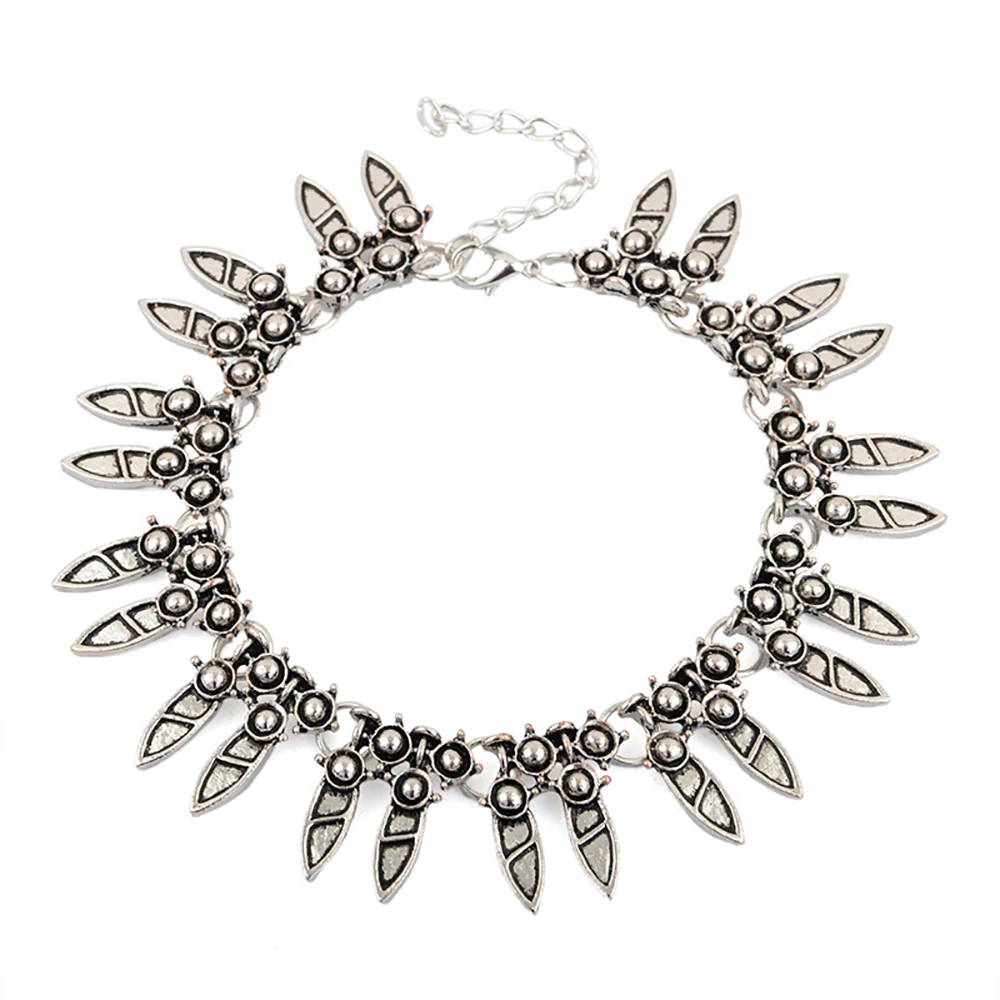 Bls-miracle Bohemia Summer Foot Metal Vintage Silver Plated Tassel Geometry Anklet Gift For Women Beach Jewelry 2017 New A-50 - Image 3