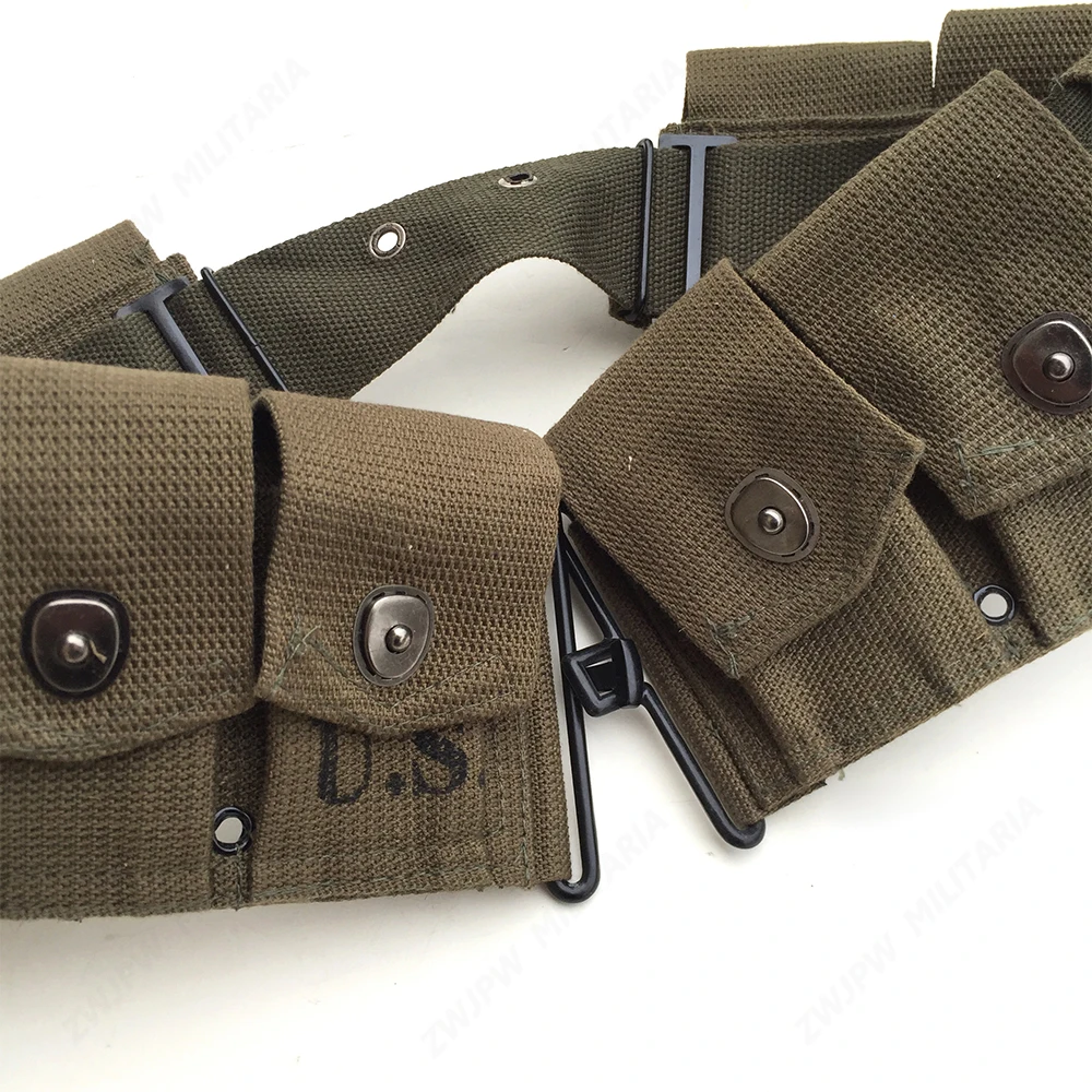 WW2 US ARMY TEN CELL CANVAS POUCH US TACTICAL POCKETS CANVAS BAG KHAKI AND ARMY GREEN