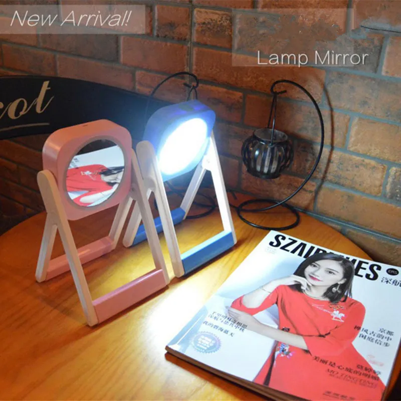 

ZD 1pc 2 In 1 Makeup Mirror LED Table Lights USB Charges 360 Degree Rotating Vanity Cosmetic Lamp Mirror CO862