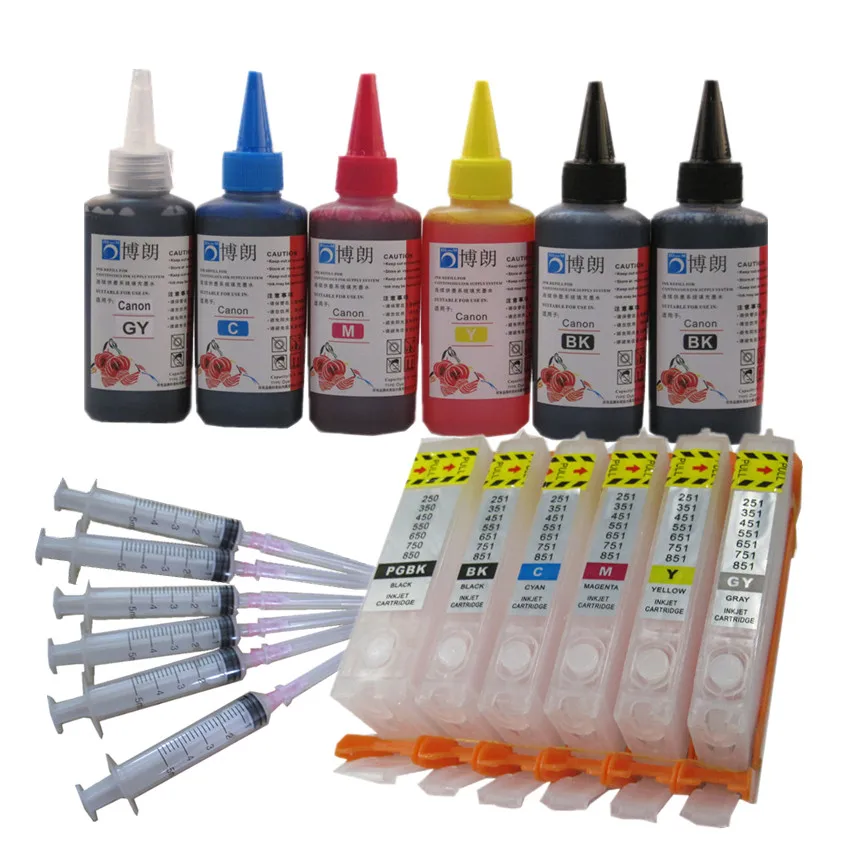 

Compatible PGI 550 CLI 551 refill ink kit For CANON pixma MG6350 MG7150 MG7550 IP8750 printer + 6 Color Dye Ink 100ml