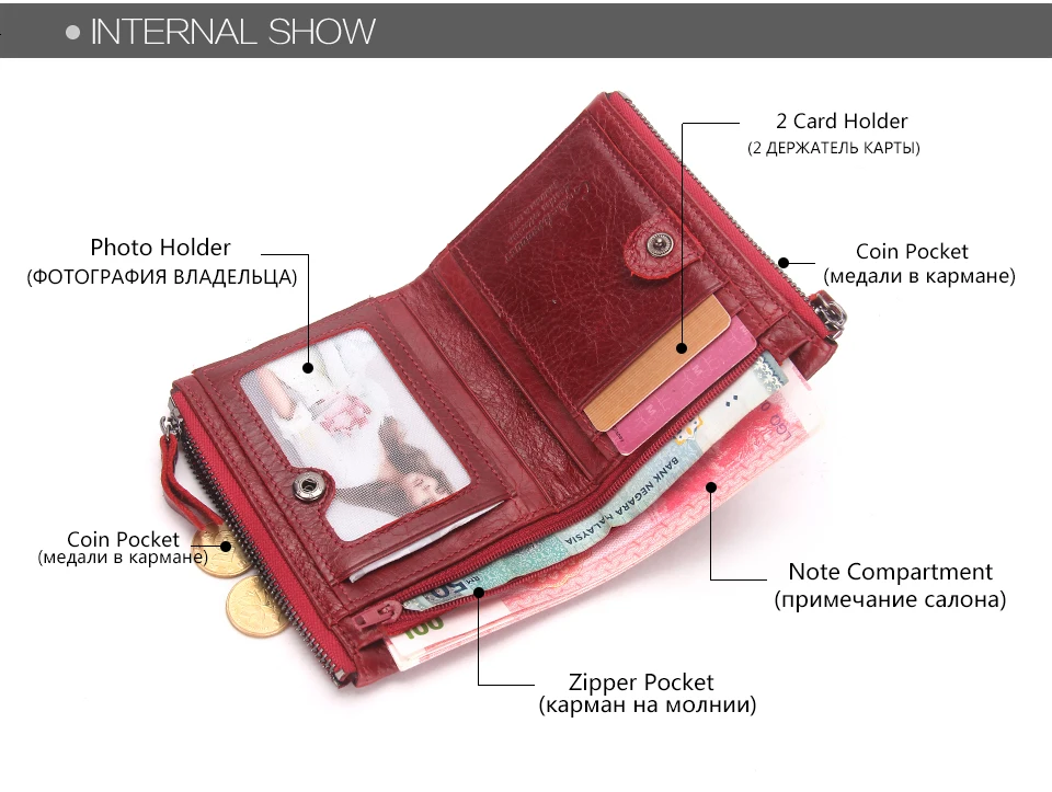 carteiras vermelho id cartão titular moeda bolsa
