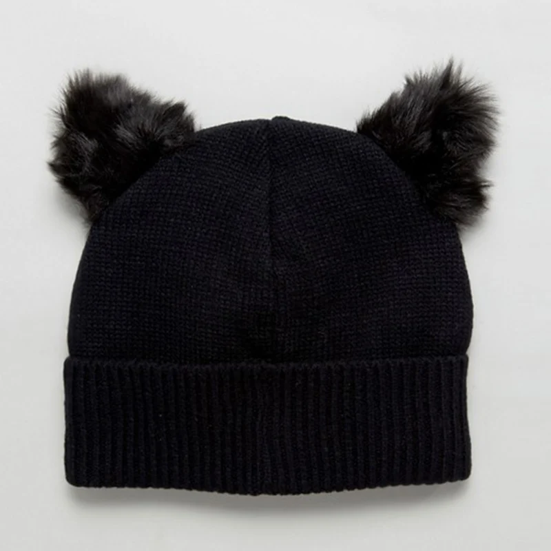Fashion Lovely Cat Ear Beanie Knitted Cap Winter Ladies Warm Animal Ears Caps Women Solid Woolen Knitting Beanies Hat CP0168  (7)