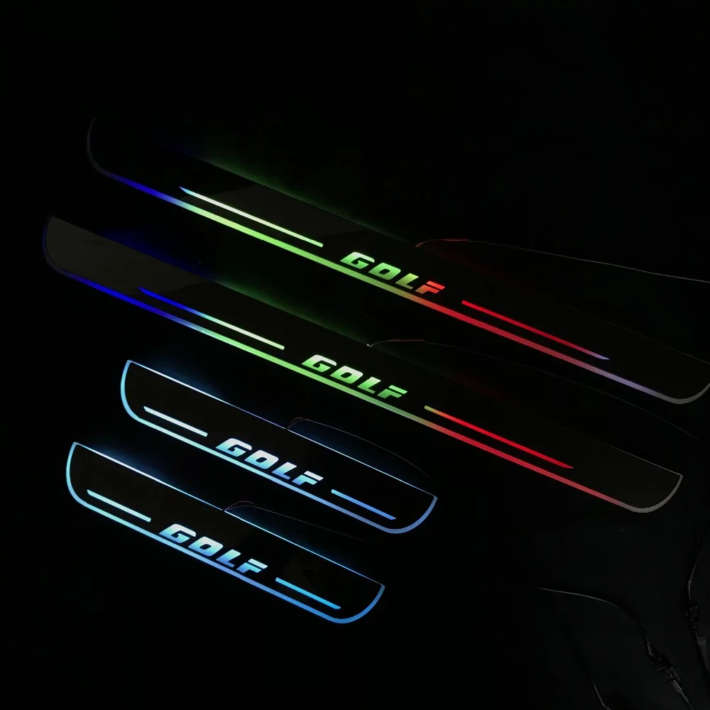 RQXR led движущиеся двери потертости для Volkswagen golf 4 5 6 7 динамический порог пластина плоский накладной поток/натюрморт свет, 4 шт