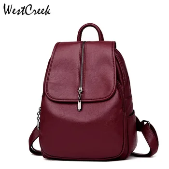 

WESTCREEK Brand Women Leather Backpacks High Quality School Bags for Girls Large Capacity Casual Daypack Rucksacks Female