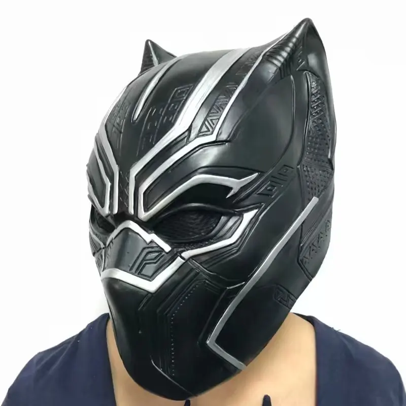 T'Challa Cos ПВХ латекс Маскировка головной убор Черная пантера косплей маска Хэллоуин Косплей костюмы Карнавальный костюм супергероя отвращение