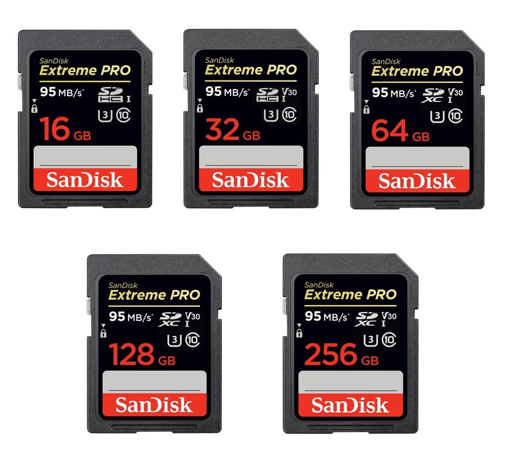 Карта памяти SanDisk 128 gb Extreme Pro SDHC/SDXC SD карты до 95 МБ/с. 32 ГБ, 64 ГБ и 512 ГБ 256 GB Class10 U3 UHS-I 4 K для DSLR Камера