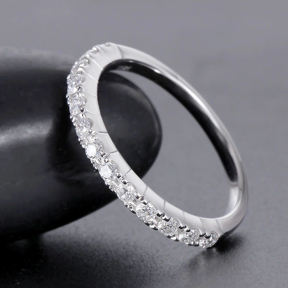 Platinum Plated Silver 0.4ctw Carat HI 2.26mm Width Moissanite Diamond Wedding Bands For Women Men Engagement Ring 4