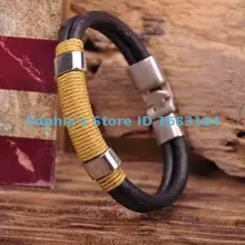 G113 черный Серфер пеньковая кожа ручной обруча мужской браслет наручная повязка наручник