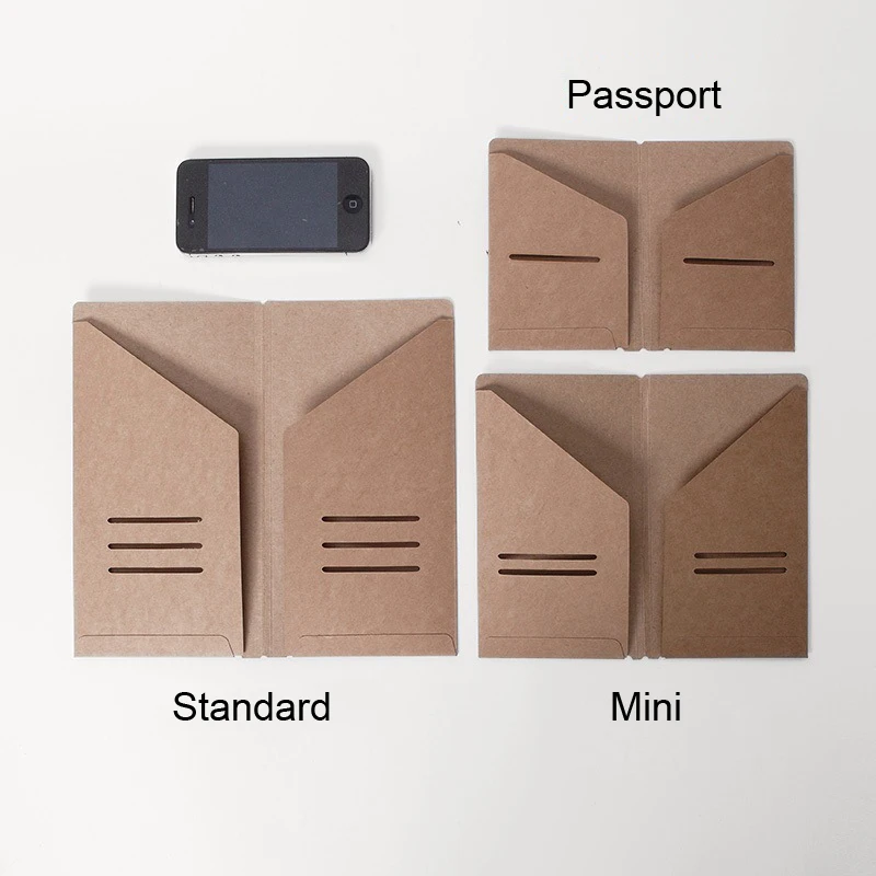 

Traveler's Notebook Kraft Paper Pocker Business Card Holder Standard & Passport Style File Folder