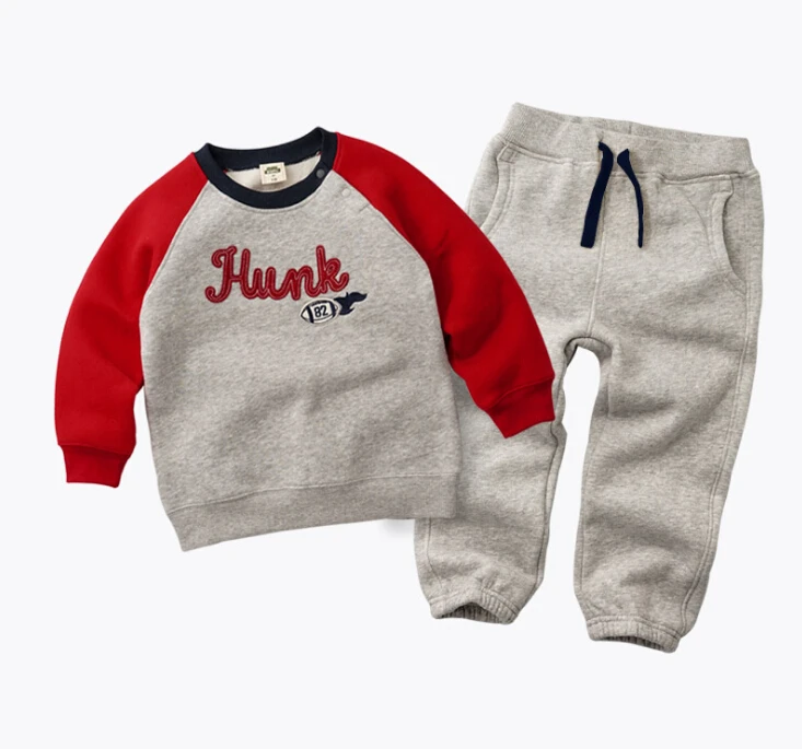 2017 Winter spring Kids Thicken clothing suit Baby Boys Girls Plus Velvet Hoddies t shirt Pants