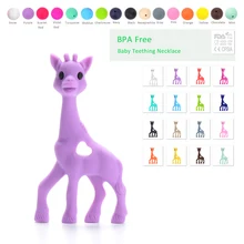 Silicone Giraffe Teether Soft Baby Teething Toy BPA Free Giraffe pendant necklace Baby Food Grade Necklace Teething Hanging Toy