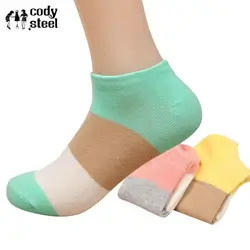 Cody стальные летние носки хлопковые Женские повседневные широкие полосатые носки женские модные Универсальные носки-башмачки для девочек 5