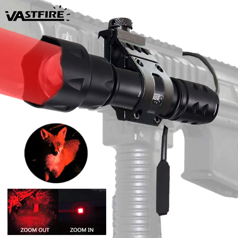 

Zoomable Scout Light Rifle Weapon Gun Light T20 1 Mode XPE R5 Red/Green Tactical Hunting Flashlight+Quick Release Weaver Mount