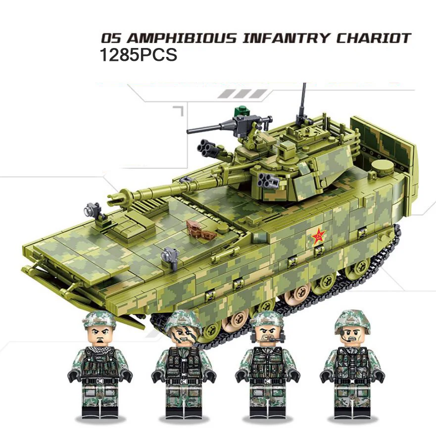 

Modern military china ZBD-05 Amphibious Infantry Fighting Vehicle batisbricks figures moc block ww2 army forces minifigs toys