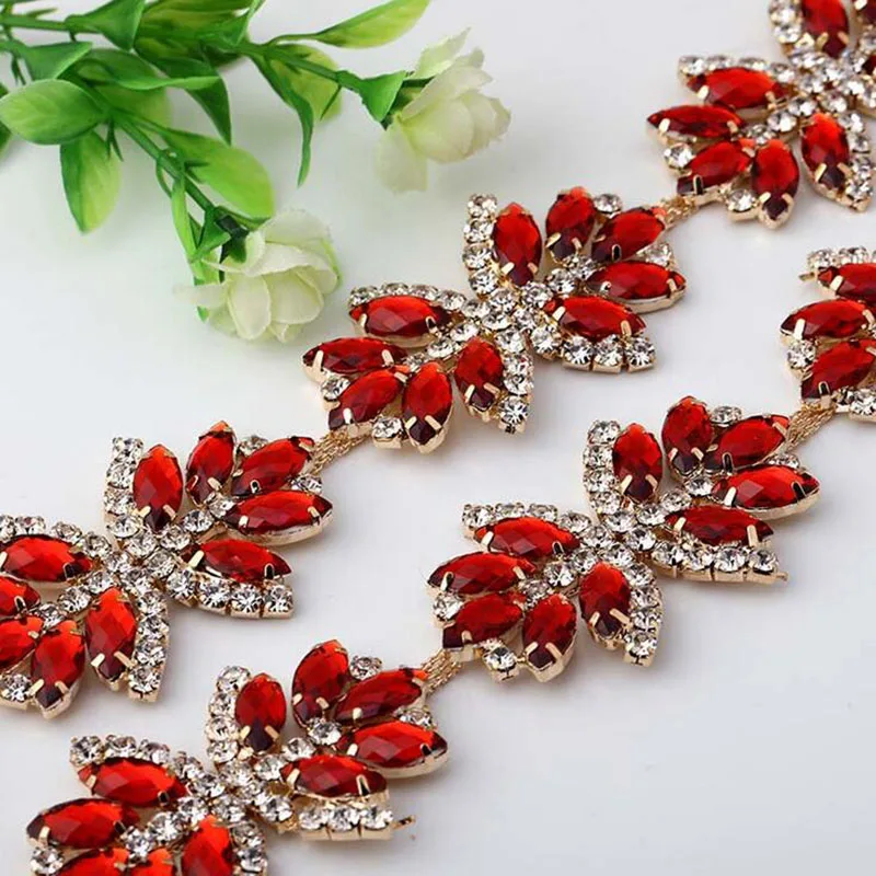 

10Yards Bridal Crystal Applique Chain Rhinestone Sew on Wedding Applique Trim Glass Crafts