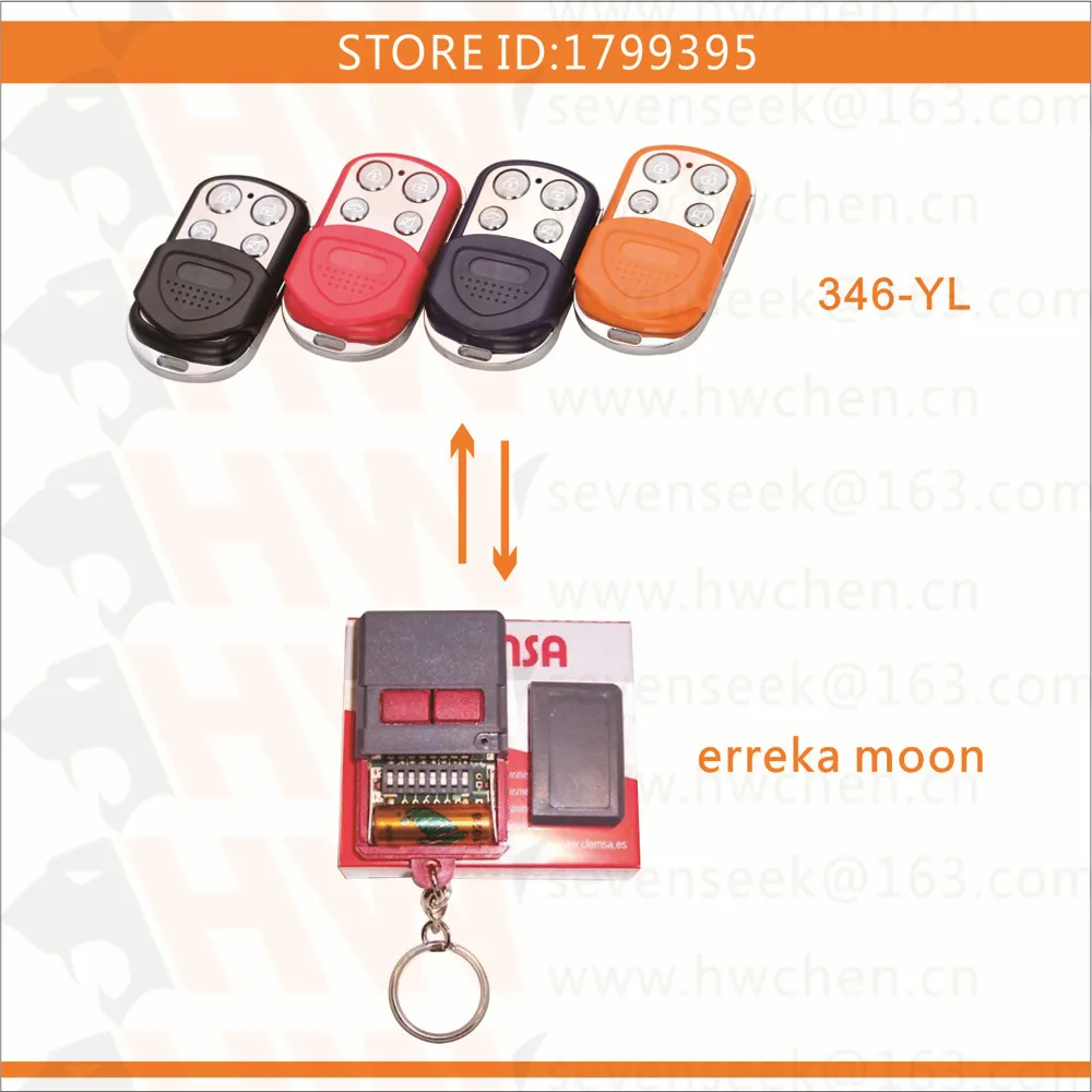

free shipping ERREKA MOON Garage Door 433.92MHZ remote control cloning copy key 346-5pcs