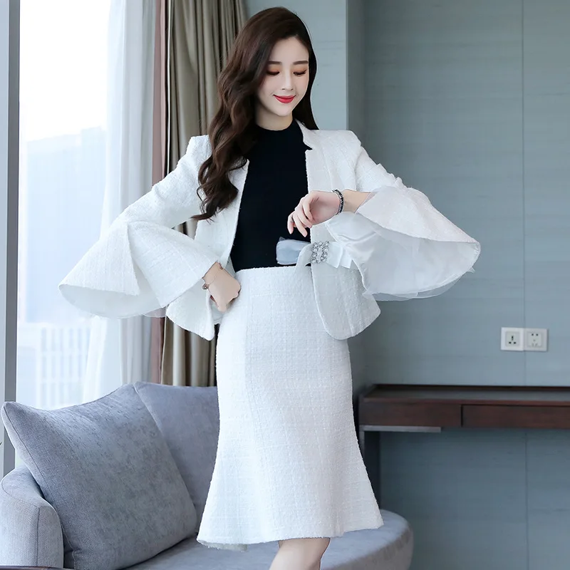 12 (1)     Women's suit skirt two-piece suit (jacket + skirt) women's fashion Slim temperament elegant women's suit skirt suit