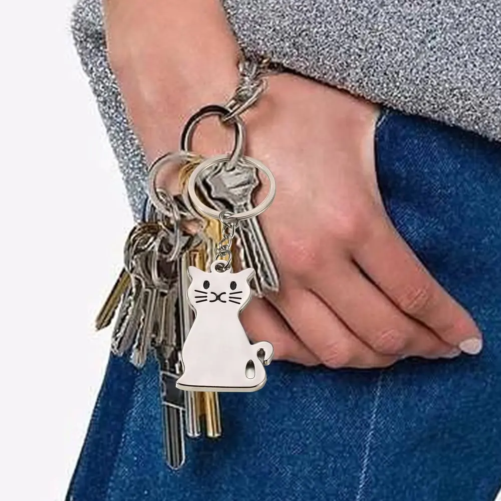 

Mini Cute Keychain Creative Cat Shape Key Chain Car Metal Fashion Pendant Exquisite Workmanship Portable Size